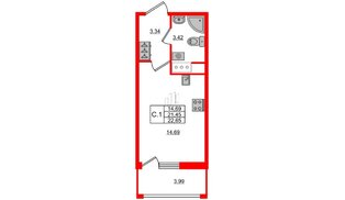 Квартира в ЖК 'Pulse Premier', студия, 21.45 м², 9 этаж