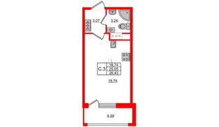 Квартира в ЖК 'Pulse Premier', студия, 25.05 м², 15 этаж