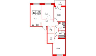 Квартира в ЖК ID Кудрово, 3 комнатная, 73.41 м², 7 этаж