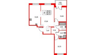 Квартира в ЖК ID Кудрово, 3 комнатная, 68.13 м², 10 этаж