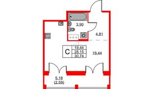 Квартира в ЖК ID Кудрово, студия, 30.74 м², 11 этаж