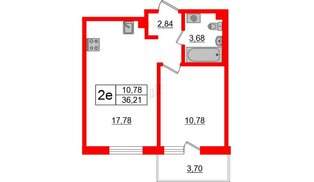 Квартира в ЖК ЛесArt, 1 комнатная, 36.21 м², 3 этаж