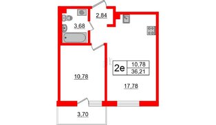 Квартира в ЖК «ЛесАрт», 1 комнатная, 36.21 м², 8 этаж