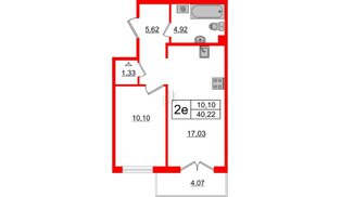 Квартира в ЖК ЛесArt, 1 комнатная, 40.22 м², 4 этаж