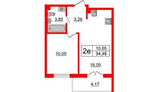 Квартира в ЖК ЛесArt, 1 комнатная, 35.47 м², 4 этаж