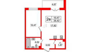 Квартира в ЖК ЛесArt, 1 комнатная, 38.42 м², 4 этаж