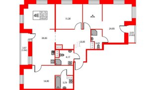 Квартира в ЖК ID Светлановский, 3 комнатная, 105.97 м², 12 этаж