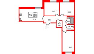 Квартира в ЖК Новое Колпино, 3 комнатная, 63.24 м², 1 этаж