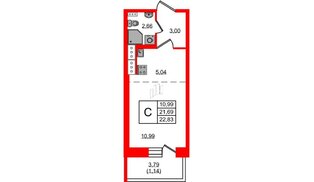 Квартира в ЖК Новое Колпино, студия, 22.83 м², 4 этаж