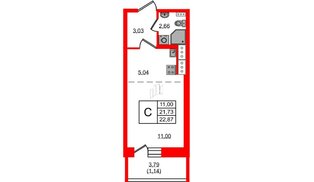 Квартира в ЖК Новое Колпино, студия, 22.87 м², 8 этаж