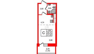 Квартира в ЖК Новое Колпино, студия, 21.29 м², 7 этаж