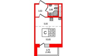 Квартира в ЖК Новое Колпино, студия, 24.29 м², 11 этаж