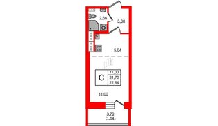 Квартира в ЖК Новое Колпино, студия, 22.84 м², 4 этаж