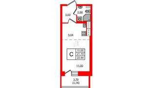 Квартира в ЖК Новое Колпино, студия, 22.84 м², 9 этаж