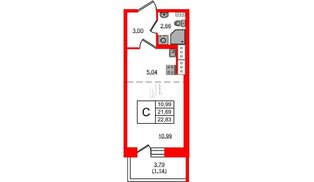 Квартира в ЖК Новое Колпино, студия, 22.83 м², 7 этаж