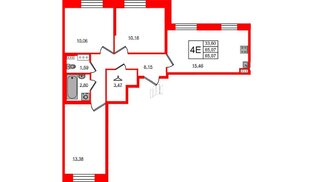 Квартира в ЖК Новое Колпино, 3 комнатная, 65.07 м², 2 этаж