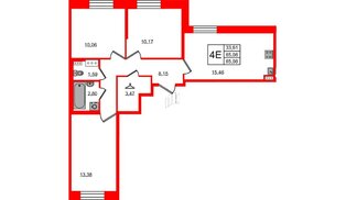 Квартира в ЖК Новое Колпино, 3 комнатная, 65.08 м², 1 этаж