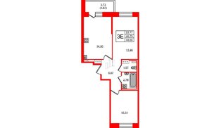 Квартира в ЖК Новое Колпино, 2 комнатная, 48.66 м², 6 этаж