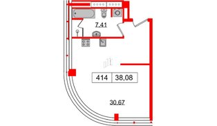 Апартаменты в ЖК Апарт-отель «GloraX Заневский», студия, 38.08 м², 4 этаж