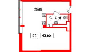 Апартаменты в ЖК Апарт-отель GloraX Заневский, студия, 43.9 м², 2 этаж