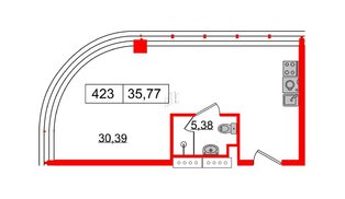 Апартаменты в ЖК Апарт-отель GloraX Заневский, студия, 35.77 м², 4 этаж
