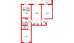 Квартира в ЖК 'Цивилизация', 3 комнатная, 70.5 м², 3 этаж