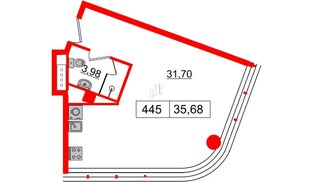 Апартаменты в ЖК Апарт-отель GloraX Заневский, студия, 35.68 м², 4 этаж