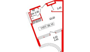 Апартаменты в ЖК Апарт-отель GloraX Заневский, студия, 38.1 м², 11 этаж