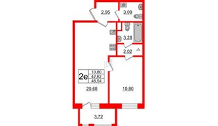 Квартира в ЖК ИЛОНА, 1 комнатная, 43.94 м², 3 этаж