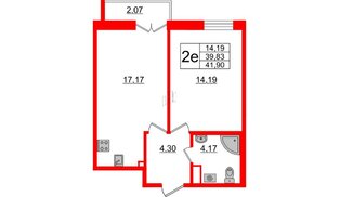 Квартира в ЖК ИЛОНА, 1 комнатная, 40.45 м², 5 этаж