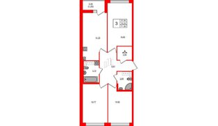 Квартира в ЖК Мастер Place, 3 комнатная, 71.5 м², 5 этаж