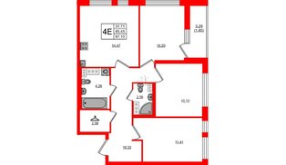 Квартира в ЖК Мастер Place, 3 комнатная, 67.1 м², 4 этаж