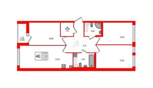 Квартира в ЖК Мастер Place, 3 комнатная, 72.87 м², 3 этаж