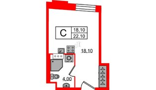 Апартаменты в ЖК VIDI, студия, 22.1 м², 5 этаж