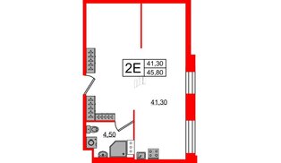 Апартаменты в ЖК VIDI, 1 комнатные, 45.8 м², 4 этаж