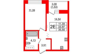 Квартира в ЖК Квартал Уютный, 1 комнатная, 35.5 м², 9 этаж