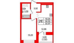 Квартира в ЖК Квартал Уютный, 1 комнатная, 32.07 м², 7 этаж