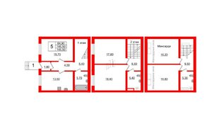 Квартира в ЖК Невская усадьба, 5 комнатная, 145.5 м², 1 этаж