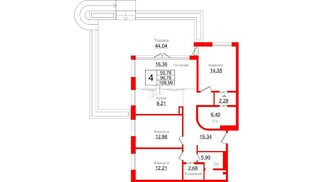 Квартира в ЖК Gatchina Gardens, 4 комнатная, 96.78 м², 1 этаж