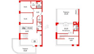 Квартира в ЖК Gatchina Gardens, 3 комнатная, 123.05 м², 4 этаж