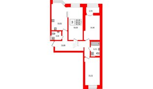 Квартира в ЖК 'Новое Купчино', 3 комнатная, 90.7 м², 13 этаж