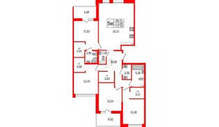 Квартира в ЖК Белый остров, 4 комнатная, 117.7 м², 4 этаж