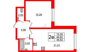 Квартира в ЖК БелАРТ, 1 комнатная, 46.82 м², 3 этаж