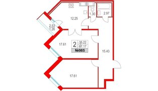 Квартира в ЖК Приморский квартал, 2 комнатная, 67.17 м², 19 этаж