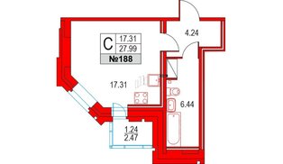 Квартира в ЖК Приморский квартал, студия, 27.99 м², 12 этаж