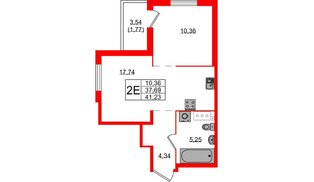 Квартира в ЖК Simple, 1 комнатная, 41.23 м², 5 этаж