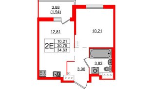 Квартира в ЖК Simple, 1 комнатная, 34.63 м², 12 этаж