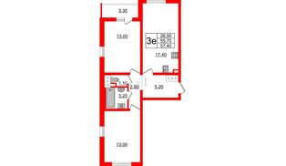Квартира в ЖК 'Цивилизация', 2 комнатная, 57.4 м², 22 этаж