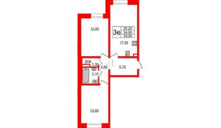 Квартира в ЖК 'Цивилизация', 2 комнатная, 54.9 м², 1 этаж