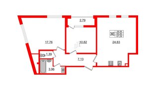 Квартира в ЖК Морская набережная 2, 2 комнатная, 67.29 м², 2 этаж